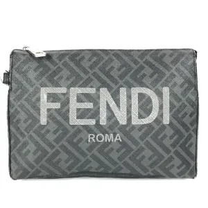 Fendi Zucca  Pvc Leather Clutch Bag (Pre-Owned)