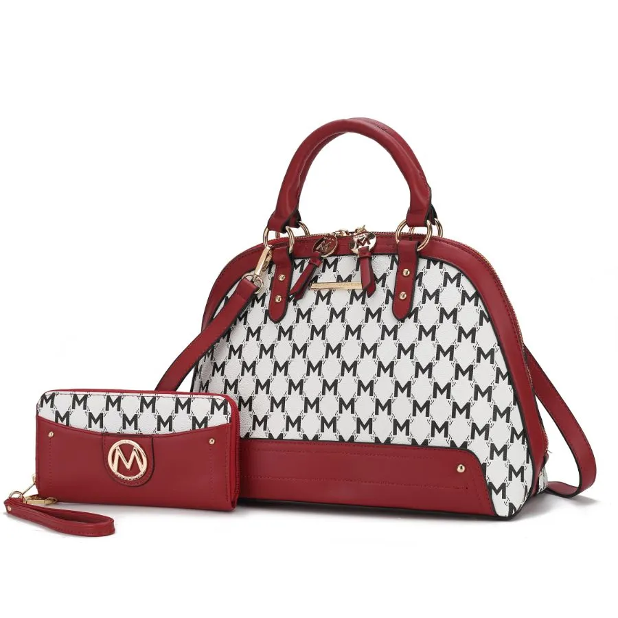 Frida Vegan Leather Womens Satchel with matching Wallet  2 Pieces