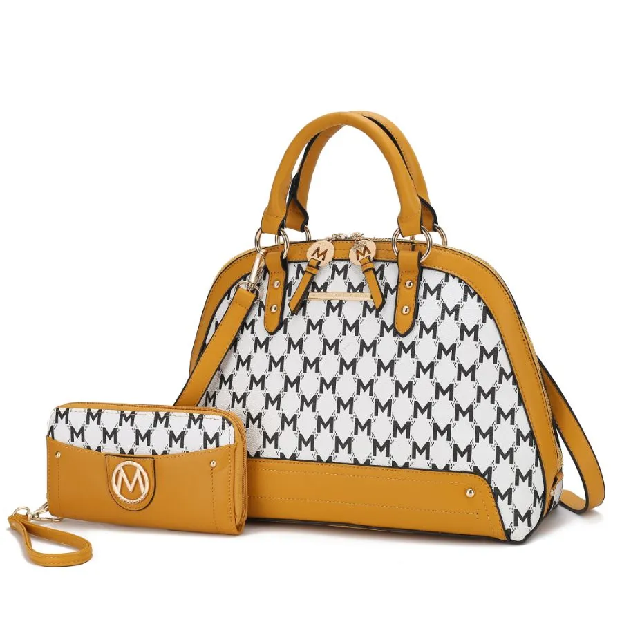 Frida Vegan Leather Womens Satchel with matching Wallet  2 Pieces