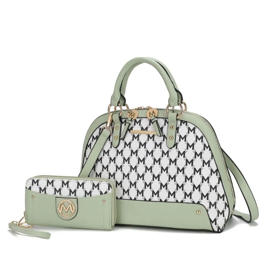 Frida Vegan Leather Womens Satchel with matching Wallet  2 Pieces