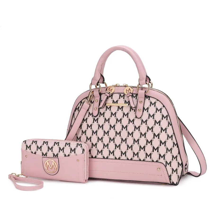 Frida Vegan Leather Womens Satchel with matching Wallet  2 Pieces