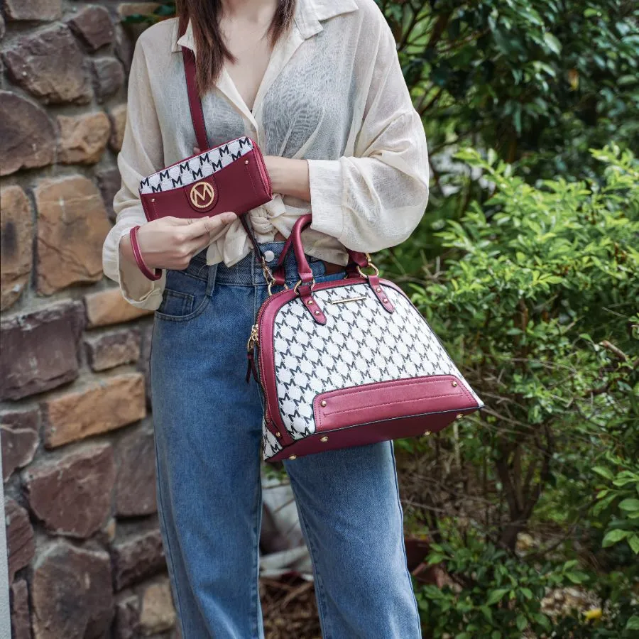 Frida Vegan Leather Womens Satchel with matching Wallet  2 Pieces