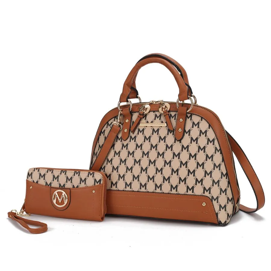 Frida Vegan Leather Womens Satchel with matching Wallet  2 Pieces