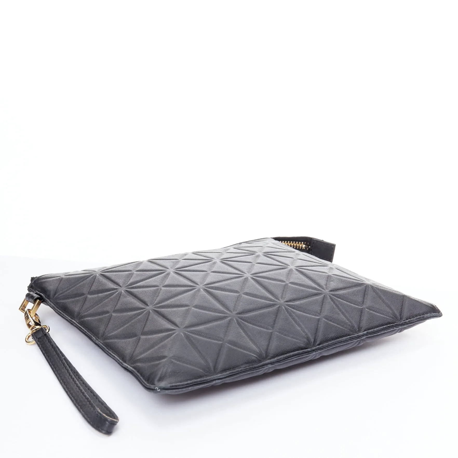 Gareth Pugh Leather Geometric Zip Wrist Clutch Bag