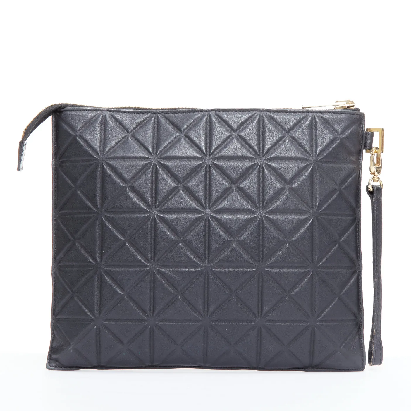 Gareth Pugh Leather Geometric Zip Wrist Clutch Bag