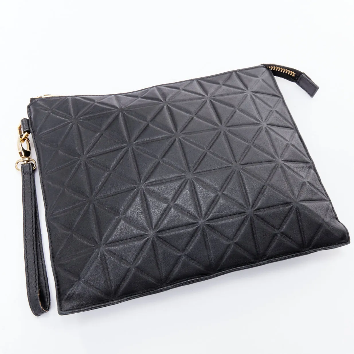 Gareth Pugh Leather Geometric Zip Wrist Clutch Bag
