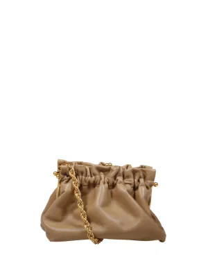 Gathered Calf Leather Clutch Bag