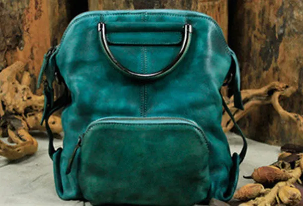 Genuine Handmade Vintage Leather Backpack Bag Shoulder Bag Women Leather Purse
