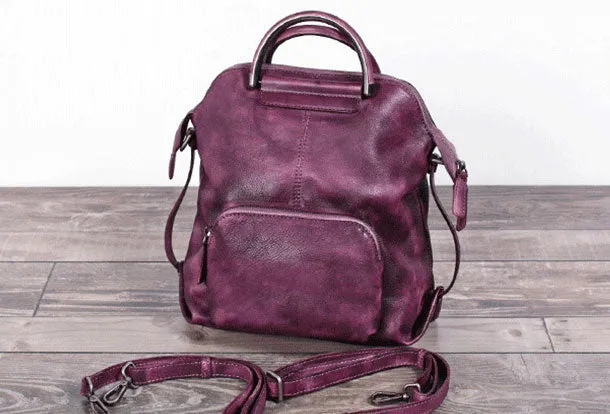 Genuine Handmade Vintage Leather Backpack Bag Shoulder Bag Women Leather Purse