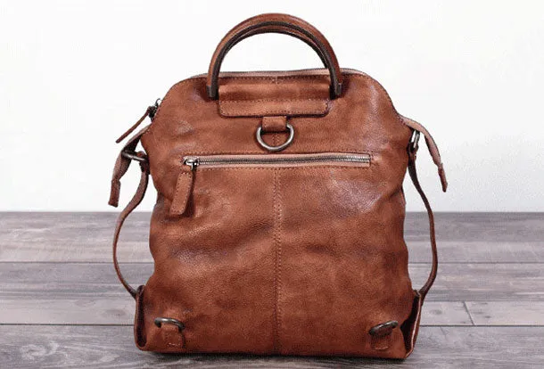 Genuine Handmade Vintage Leather Backpack Bag Shoulder Bag Women Leather Purse
