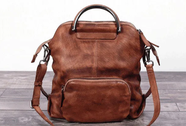 Genuine Handmade Vintage Leather Backpack Bag Shoulder Bag Women Leather Purse