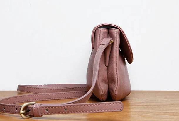 Genuine Leather Cute Purple Crossbody Bag Shoulder Bag Women Leather Purse