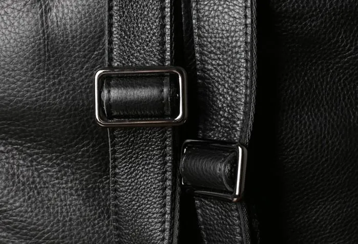 Genuine Leather Mens Cool Backpack Black Large Travel Backpack for men