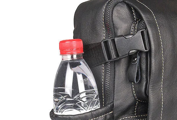 Genuine Leather Mens Cool Backpack Large Black Travel Bag Hiking Bag For Men