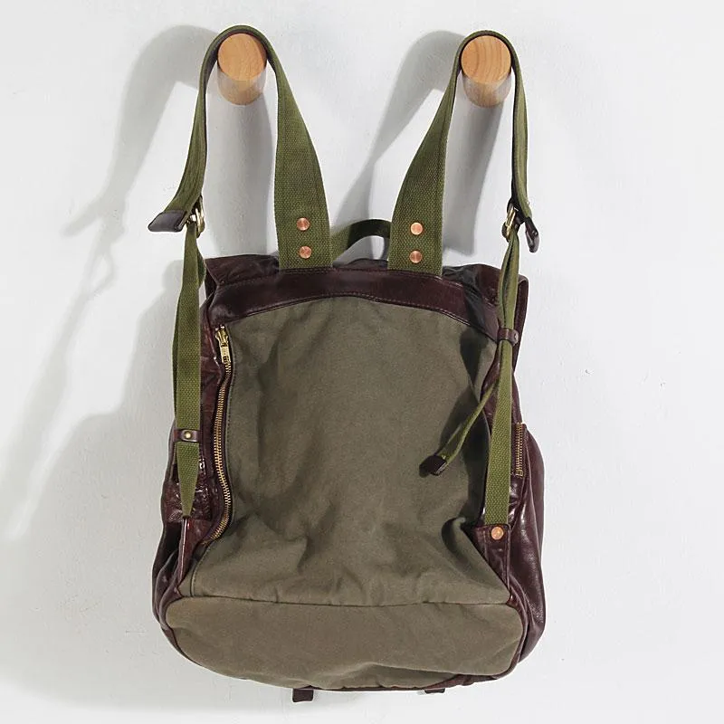Genuine Leather Mens Cool Backpack Large Coffee Travel Backpack Hiking Backpack for men