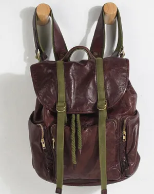 Genuine Leather Mens Cool Backpack Large Coffee Travel Backpack Hiking Backpack for men