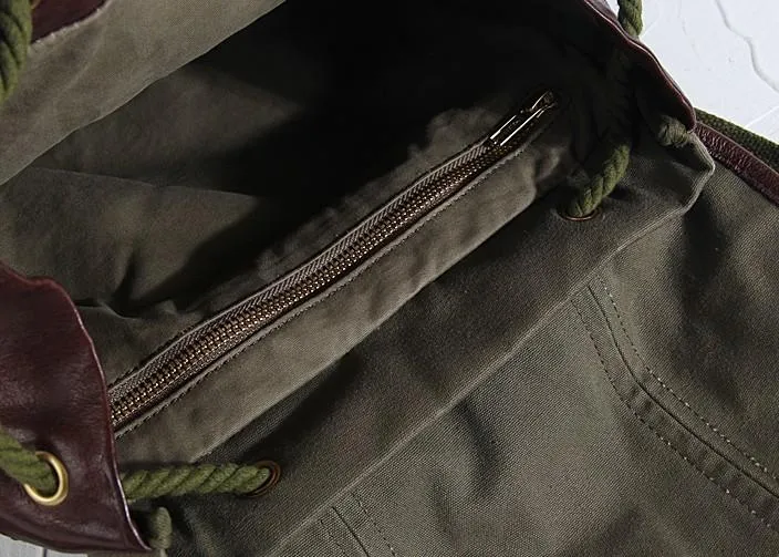 Genuine Leather Mens Cool Backpack Large Coffee Travel Backpack Hiking Backpack for men