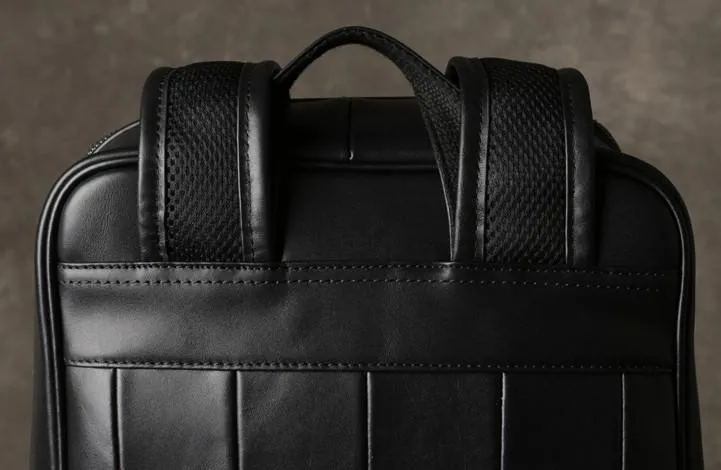 Genuine Leather Mens Large Cool Backpack Black Travel Backpack School Backpack for men