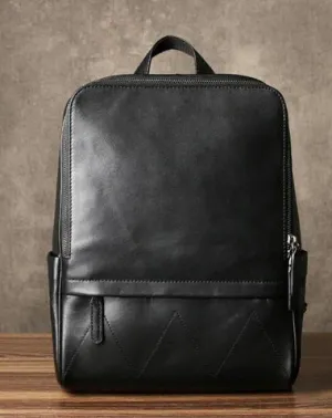 Genuine Leather Mens Large Cool Backpack Black Travel Backpack School Backpack for men