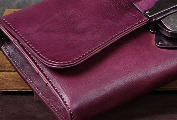 Genuine Leather Trifold Wallet Long Wallet Purse For Men Women