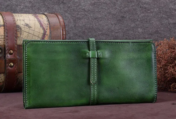 Genuine Leather Wallet Long Wallet Bifold Wallet Purse For Men Women