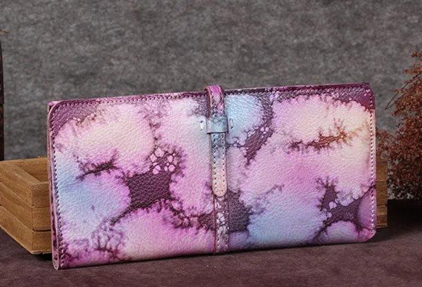 Genuine Leather Wallet Long Wallet Bifold Wallet Purse For Men Women