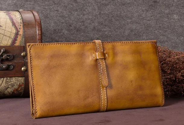 Genuine Leather Wallet Long Wallet Bifold Wallet Purse For Men Women