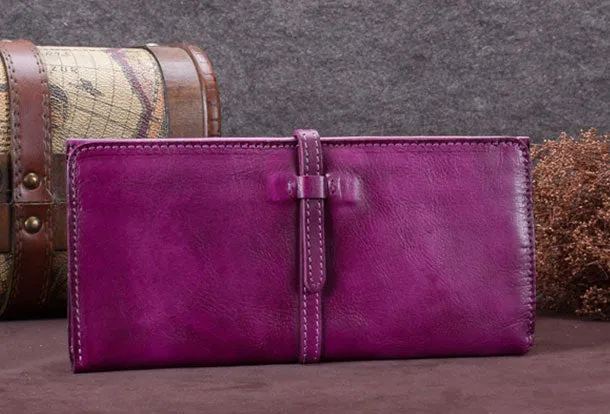 Genuine Leather Wallet Long Wallet Bifold Wallet Purse For Men Women