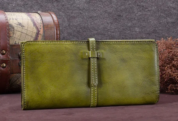 Genuine Leather Wallet Long Wallet Bifold Wallet Purse For Men Women