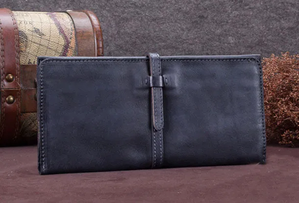 Genuine Leather Wallet Long Wallet Bifold Wallet Purse For Men Women