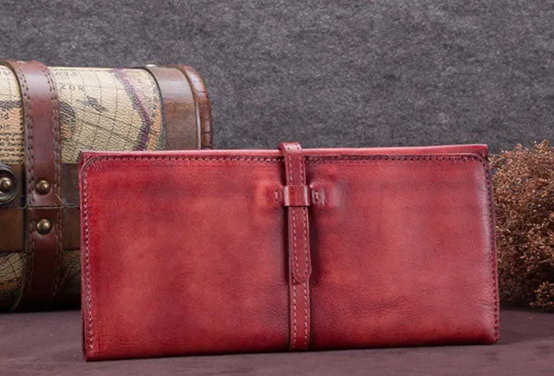 Genuine Leather Wallet Long Wallet Bifold Wallet Purse For Men Women