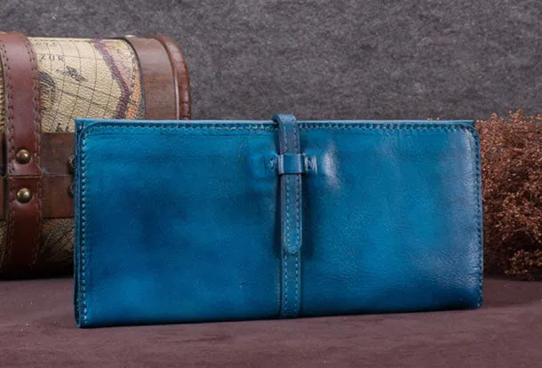 Genuine Leather Wallet Long Wallet Bifold Wallet Purse For Men Women
