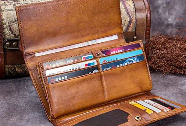 Genuine Leather Wallet Long Wallet Woven Wallet Purse For Men Women