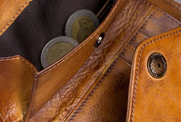 Genuine Leather Wallet Vintage billfold Wallet Bifold Wallet Purse For Men Women