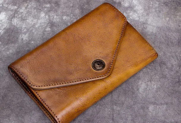 Genuine Leather Wallet Vintage billfold Wallet Bifold Wallet Purse For Men Women
