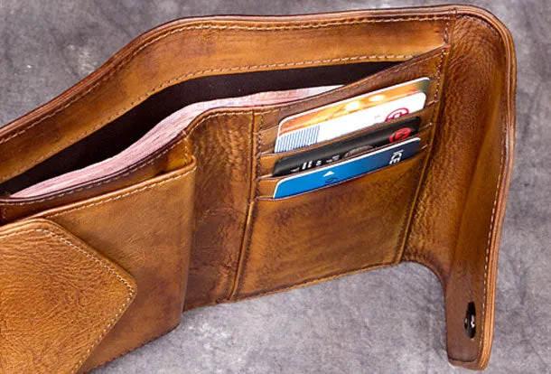 Genuine Leather Wallet Vintage billfold Wallet Bifold Wallet Purse For Men Women