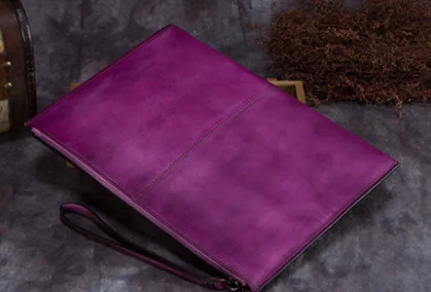 Genuine Leather Wallet Vintage Clutch Wallet Long Wallet Purse For Men Women