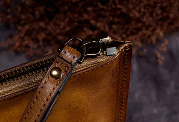 Genuine Leather Wallet Vintage Clutch Wallet Long Wallet Purse For Men Women