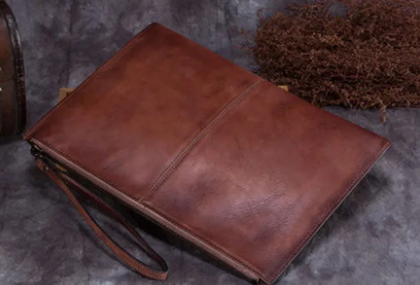 Genuine Leather Wallet Vintage Clutch Wallet Long Wallet Purse For Men Women