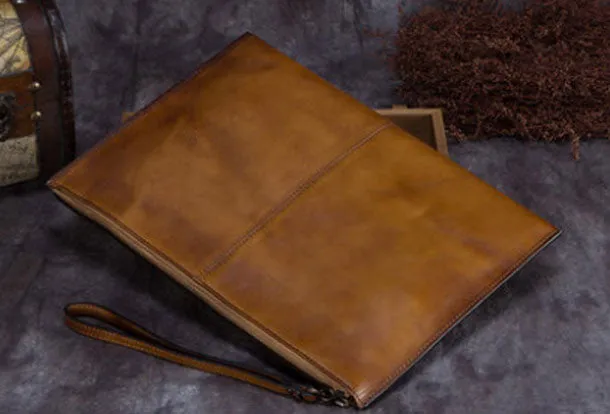 Genuine Leather Wallet Vintage Clutch Wallet Long Wallet Purse For Men Women