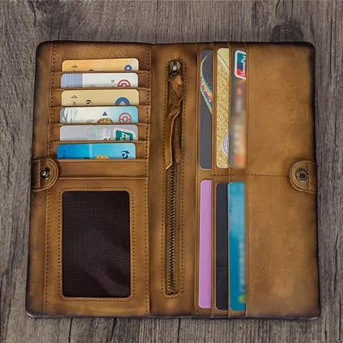 Geometric Womens Leather Long Clutch Wallet Long Wallet Bifold Long Purse for Ladies