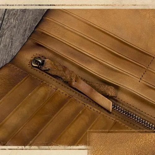 Geometric Womens Leather Long Clutch Wallet Long Wallet Bifold Long Purse for Ladies