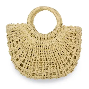 Getaway Crossbody Straw Tote In Khaki