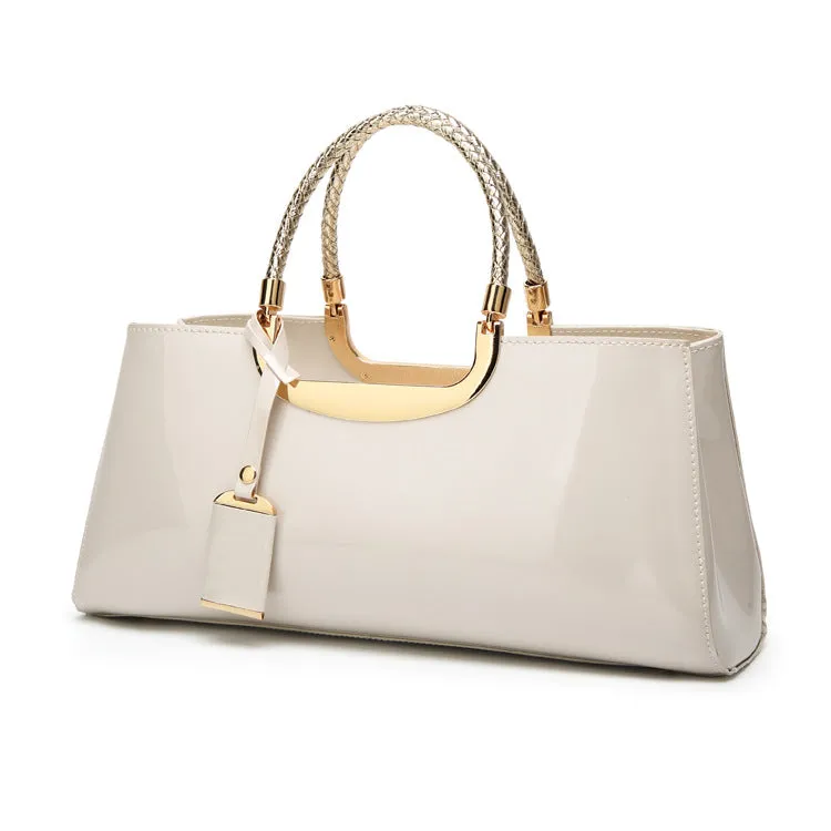 Glossy Patent Leather Fashion Bridal Tote Bag