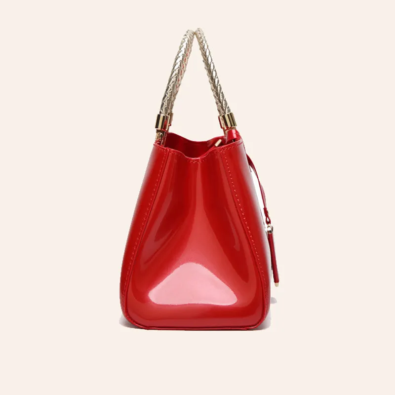Glossy Patent Leather Fashion Bridal Tote Bag