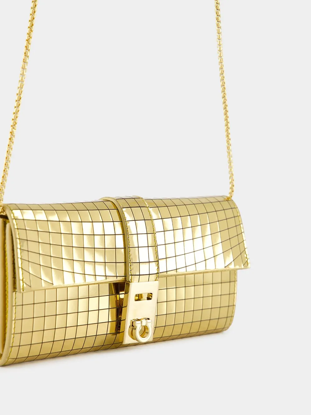 Gold Laminated Hug Wallet with Chain