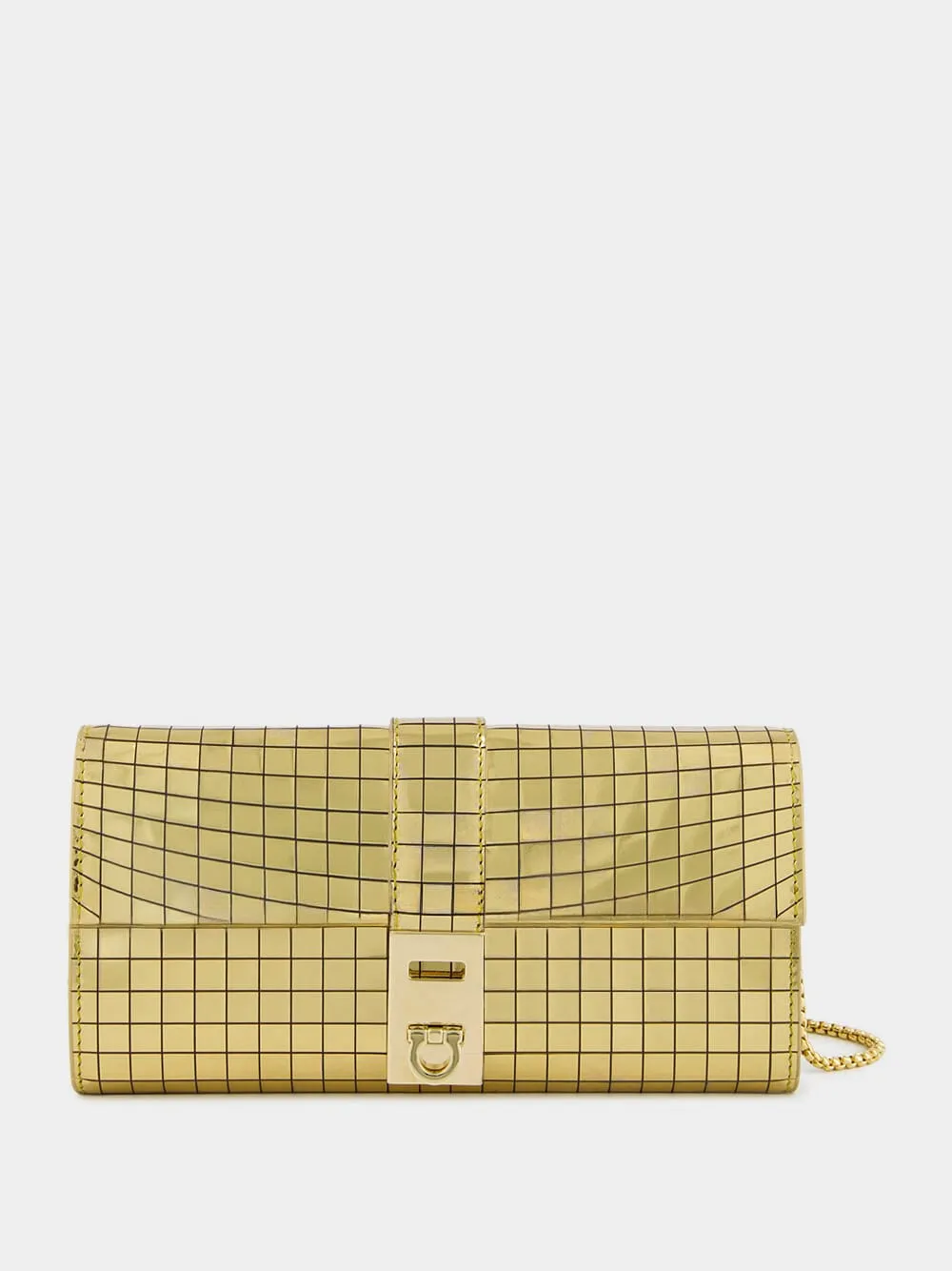 Gold Laminated Hug Wallet with Chain