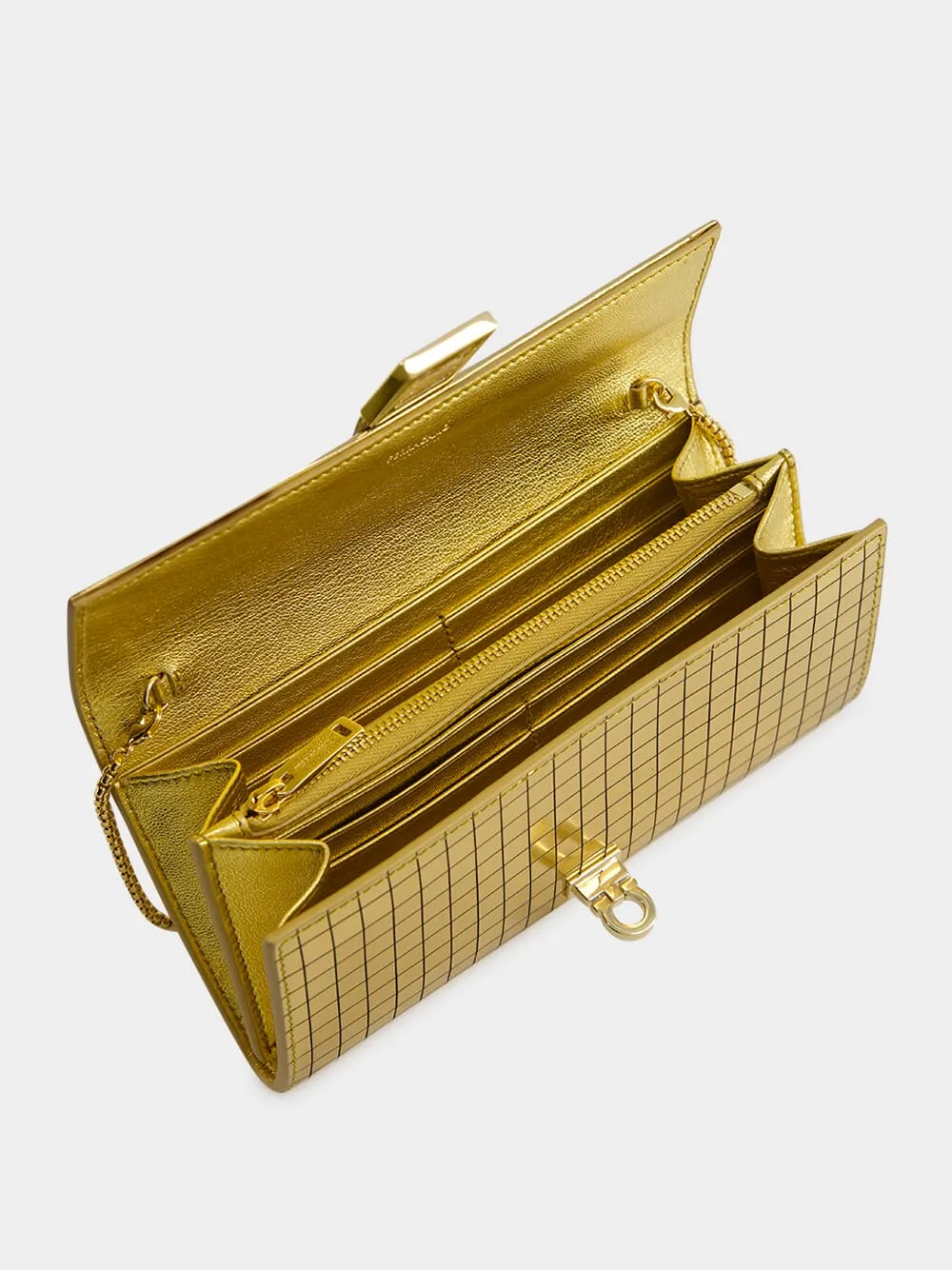Gold Laminated Hug Wallet with Chain