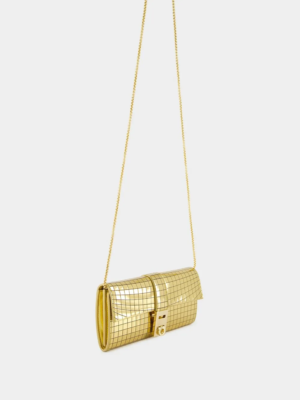 Gold Laminated Hug Wallet with Chain