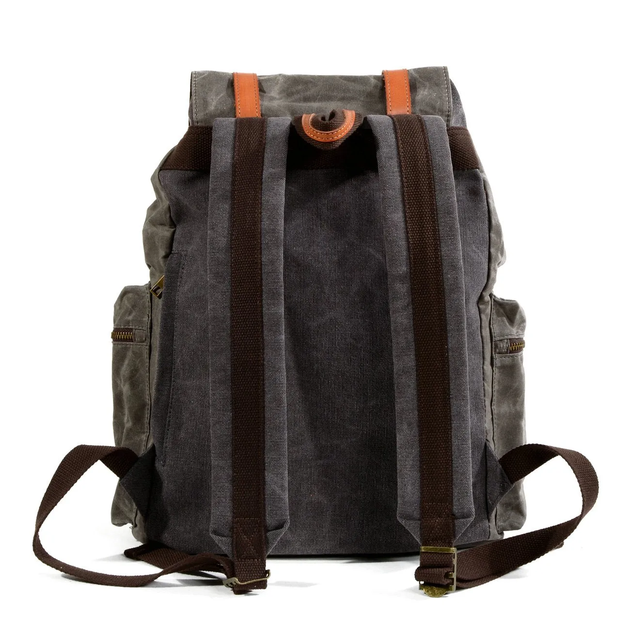 Gray Waxed Canvas Mens Waterproof Large 14???? Hiking Backpack Travel Backpack Computer Backpack College Backpack for Men